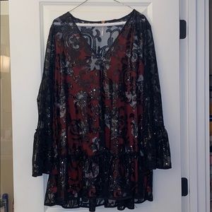 FREE PEOPLE long sleeve mini sequin dress